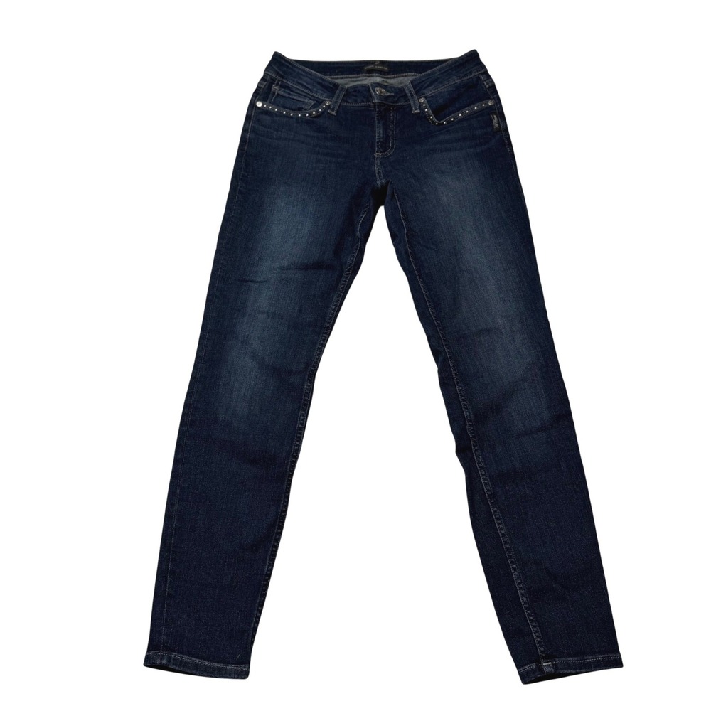 Silver Jeans Co Womens Suki Skinny Dark Wash Studded Denim Stretch W28 L29